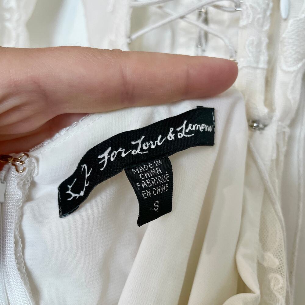 For Love & Lemons Jolene Lace Up Dress White And Bridal Shower Bachelorette sz S - Picture 10 of 15